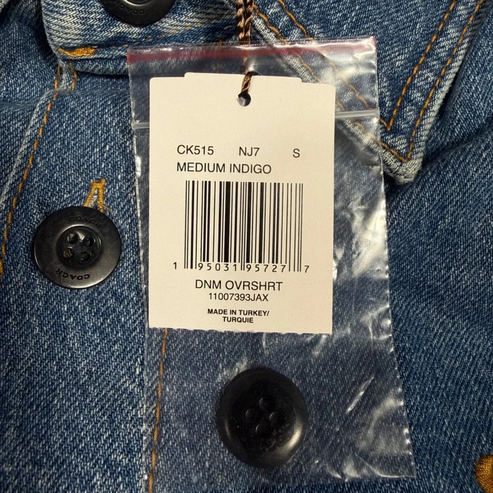 Coach Denim Overshirt Quilted Lining Mens S Medium Indigo Cotton Jacket NWT $550